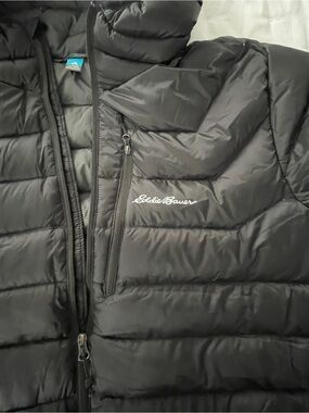 Eddie Bauer Pertex Quantum Black Down Hooded Puffer Jacket Men's size XXL Tall